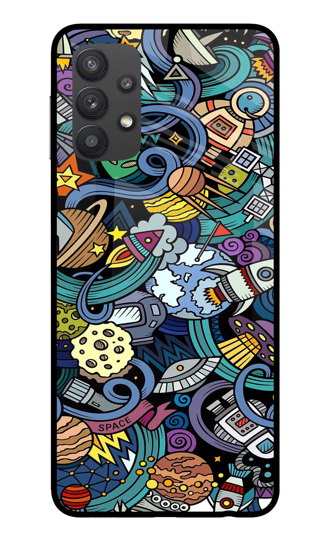 Space Abstract Samsung M32 5G Glass Case Back Cover by Casekaro