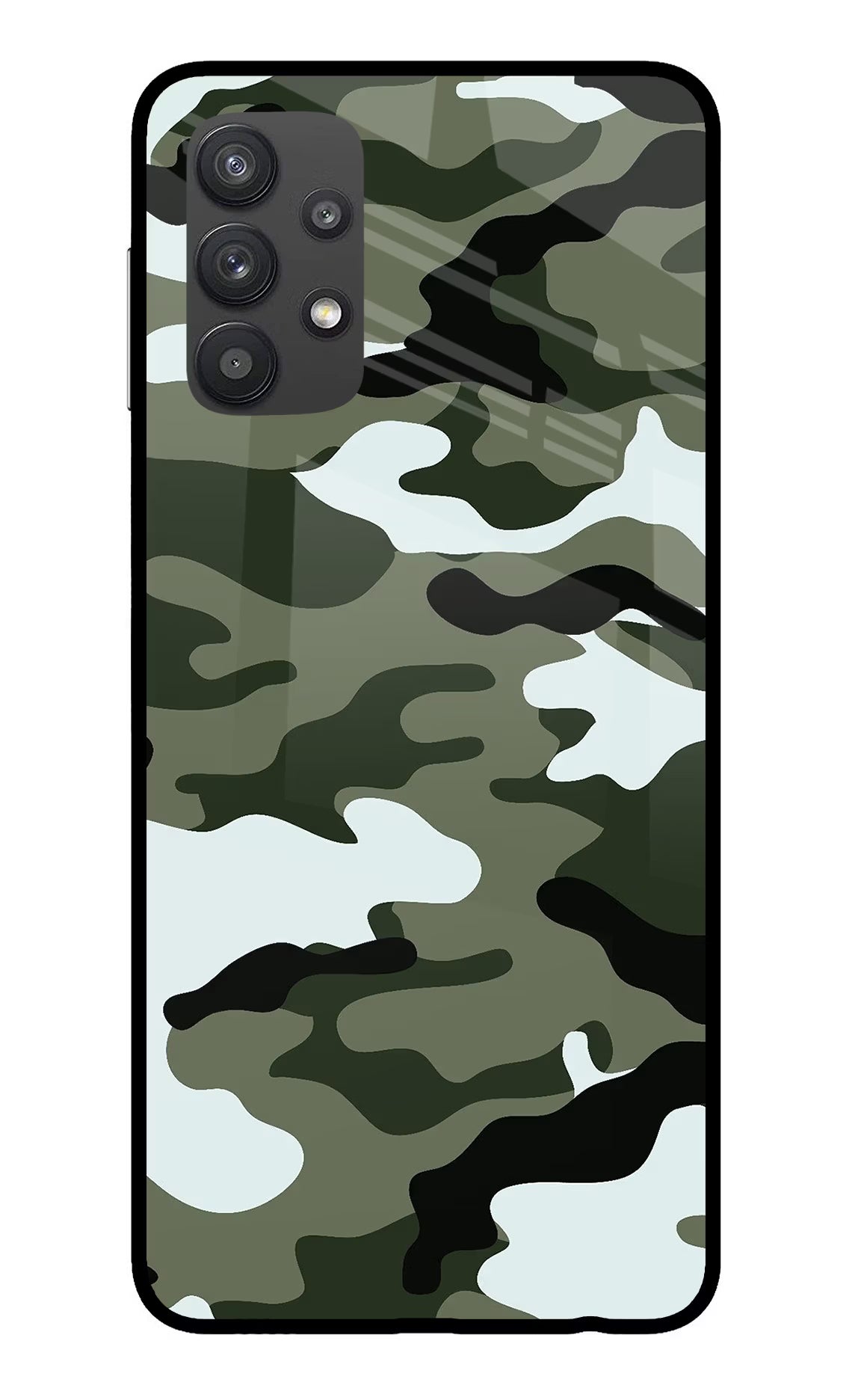 Camouflage Samsung M32 5G Glass Case Back Cover by Casekaro