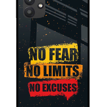 No Fear No Limits No Excuse Samsung M32 5G Glass Case Back Cover by Casekaro