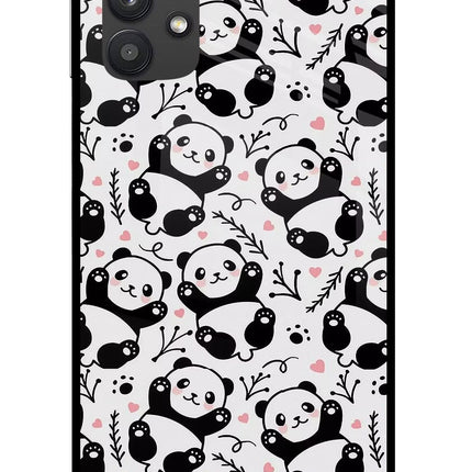 Cute Panda Samsung M32 5G Glass Case Back Cover by Casekaro