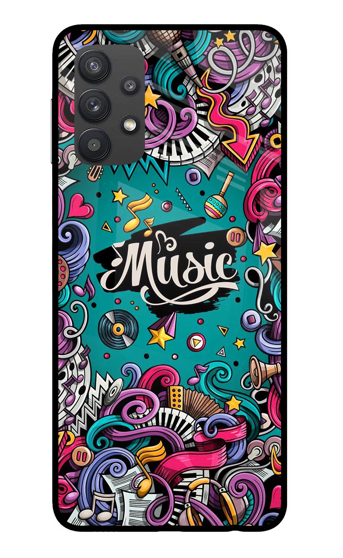 Music Graffiti Samsung M32 5G Glass Case Back Cover by Casekaro