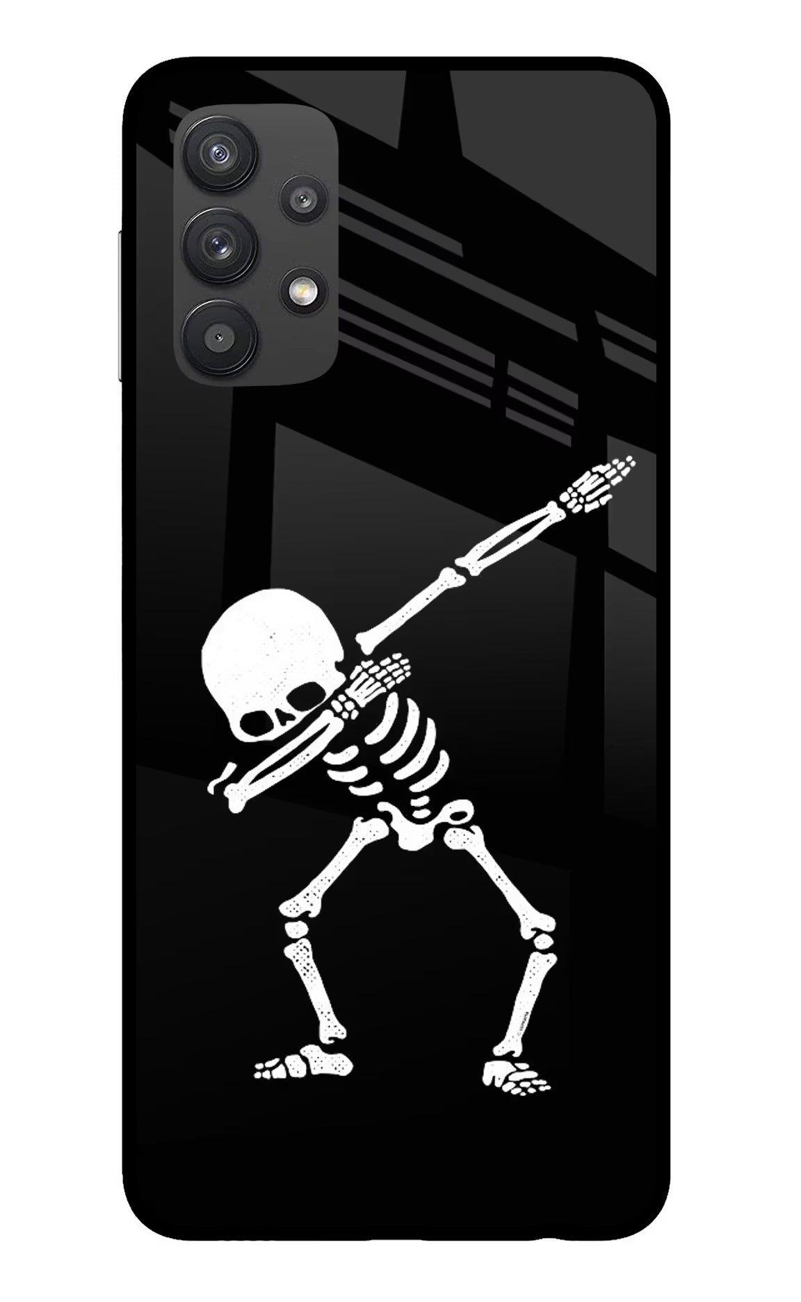 Dabbing Skeleton Art Samsung M32 5G Glass Case Back Cover by Casekaro