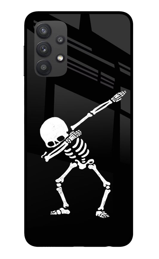 Dabbing Skeleton Art Samsung M32 5G Glass Case