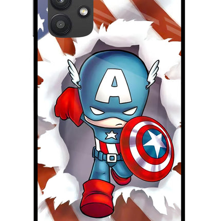Captain America Samsung M32 5G Glass Case Back Cover by Casekaro