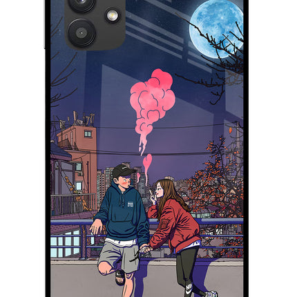 Chilling Couple Samsung M32 5G Glass Case Back Cover by Casekaro