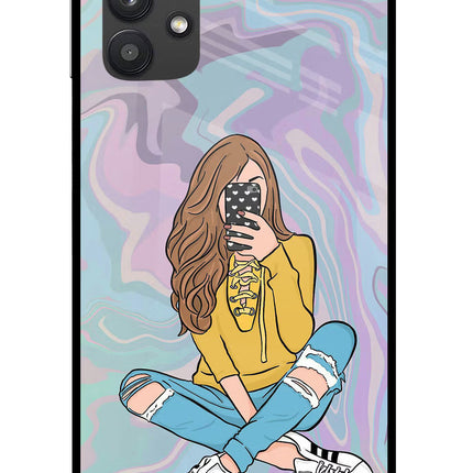 Selfie Girl Samsung M32 5G Glass Case Back Cover by Casekaro