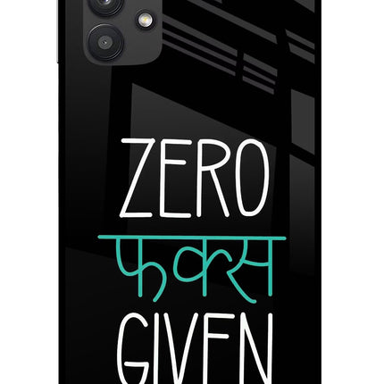 Zero Fucks Given Samsung M32 5G Glass Case Back Cover by Casekaro