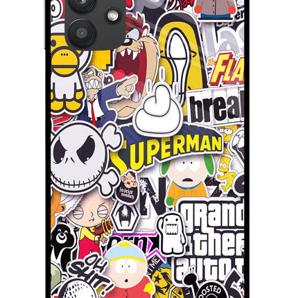 Sticker Bomb Samsung M32 5G Glass Case Back Cover by Casekaro
