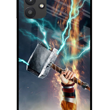 Thor Hammer Mjolnir Samsung M32 5G Glass Case Back Cover by Casekaro