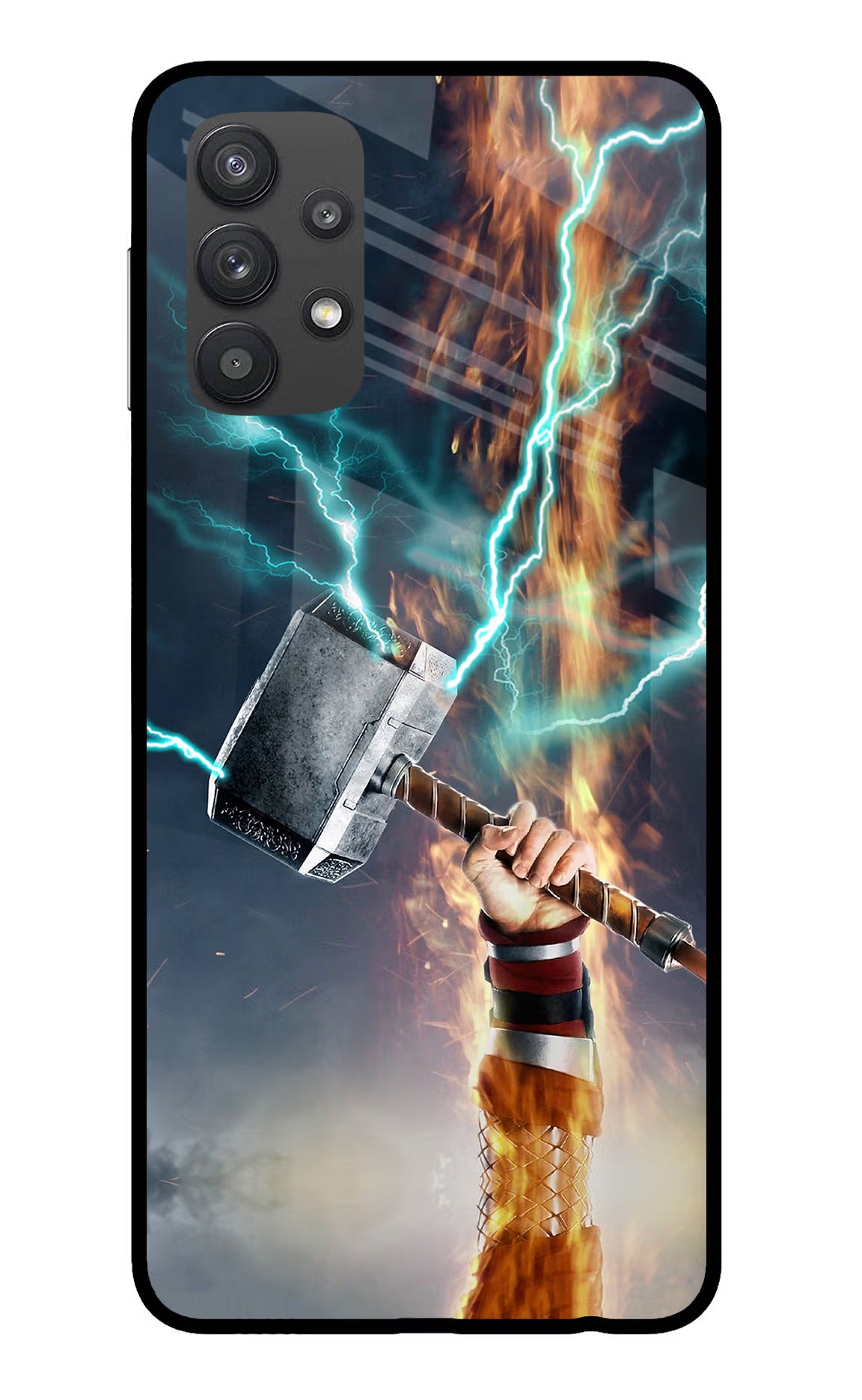 Thor Hammer Mjolnir Samsung M32 5G Glass Case Back Cover by Casekaro