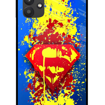 Superman logo Samsung M32 5G Glass Case Back Cover by Casekaro
