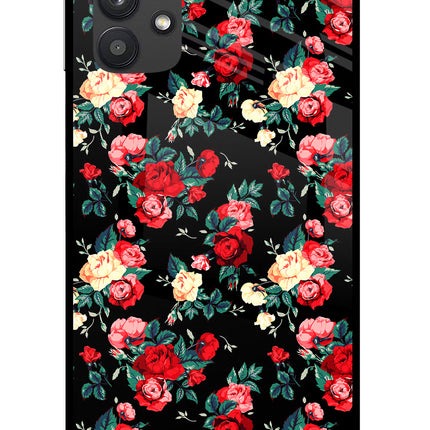 Rose Pattern Samsung M32 5G Glass Case Back Cover by Casekaro