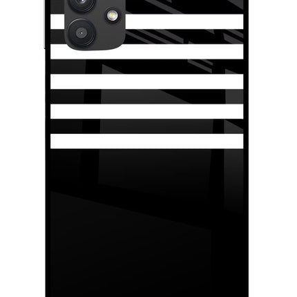 Black and White Print Samsung M32 5G Glass Case Back Cover by Casekaro