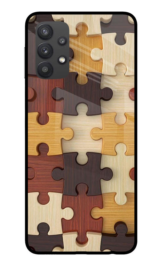 Wooden Puzzle Samsung M32 5G Glass Case