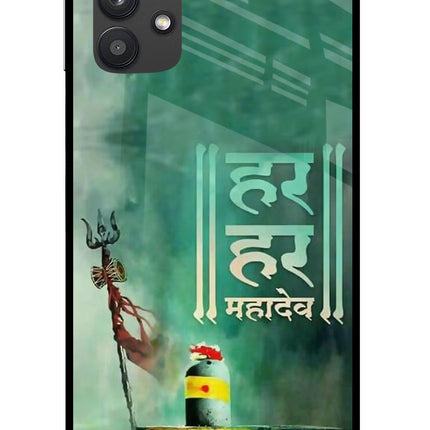 Har Har Mahadev Shivling Samsung M32 5G Glass Case Back Cover by Casekaro