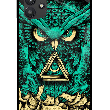 Green Owl Samsung M32 5G Glass Case Back Cover by Casekaro