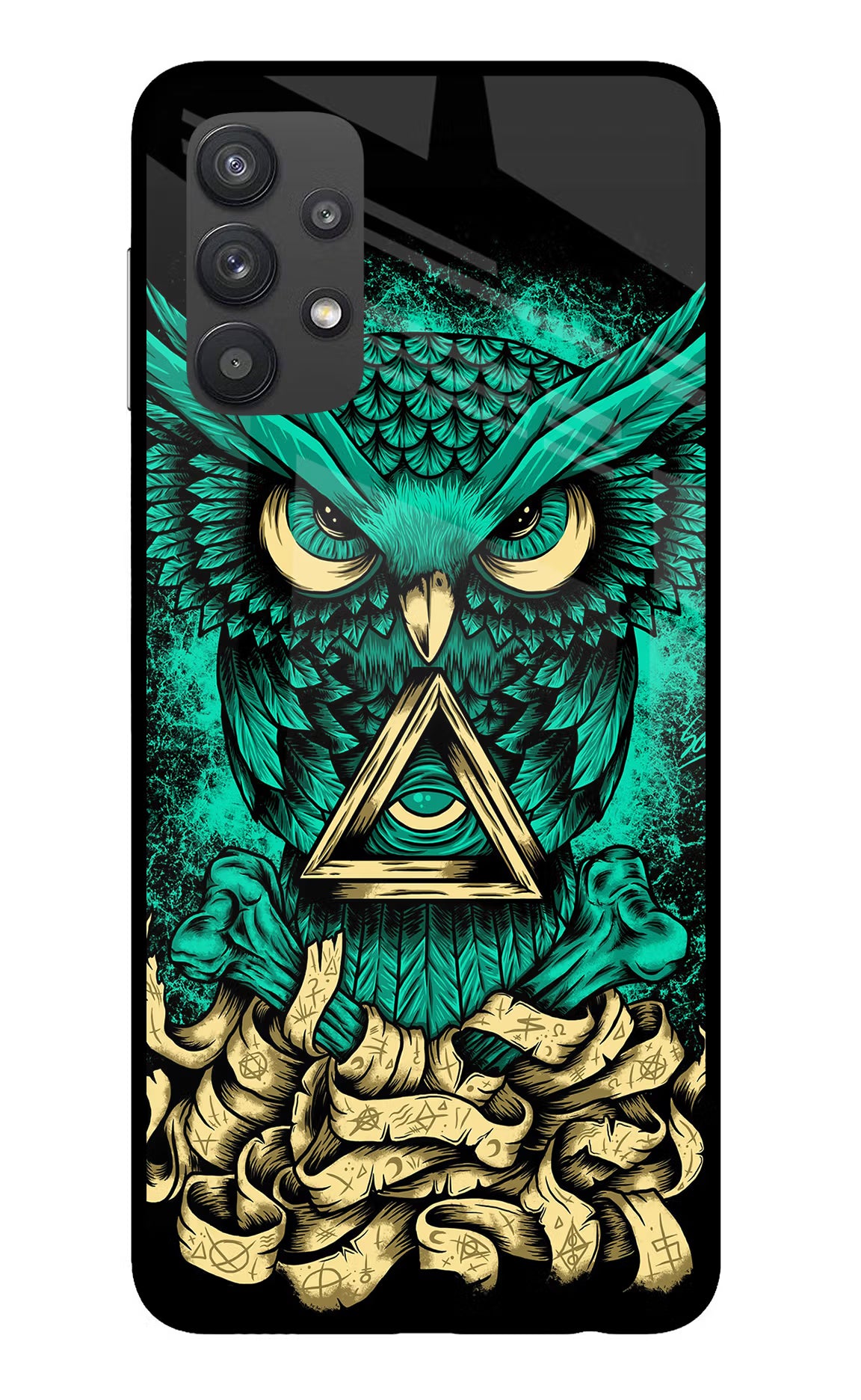 Green Owl Samsung M32 5G Glass Case Back Cover by Casekaro