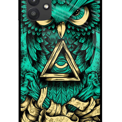 Green Owl Samsung M32 5G Glass Case Back Cover by Casekaro