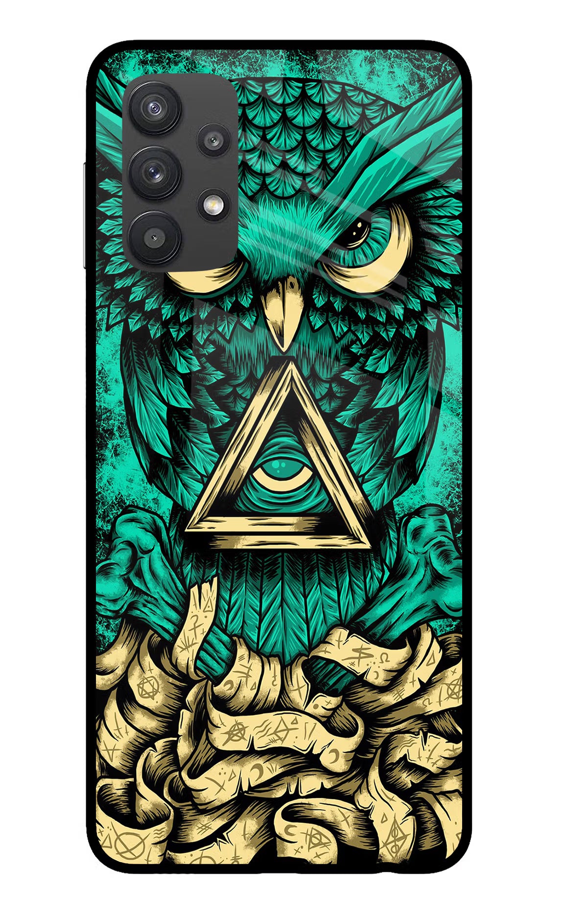 Green Owl Samsung M32 5G Glass Case Back Cover by Casekaro