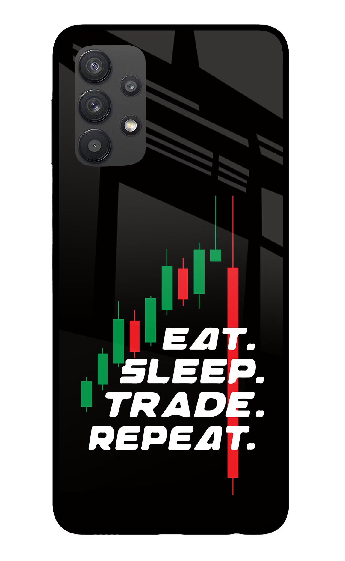 Eat Sleep Trade Repeat Samsung M32 5G Glass Case