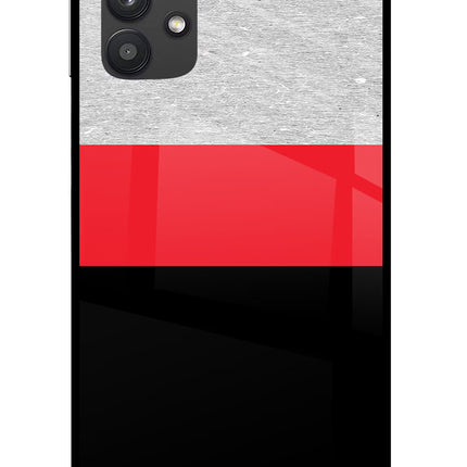 Tri Color Pattern Samsung M32 5G Glass Case Back Cover by Casekaro