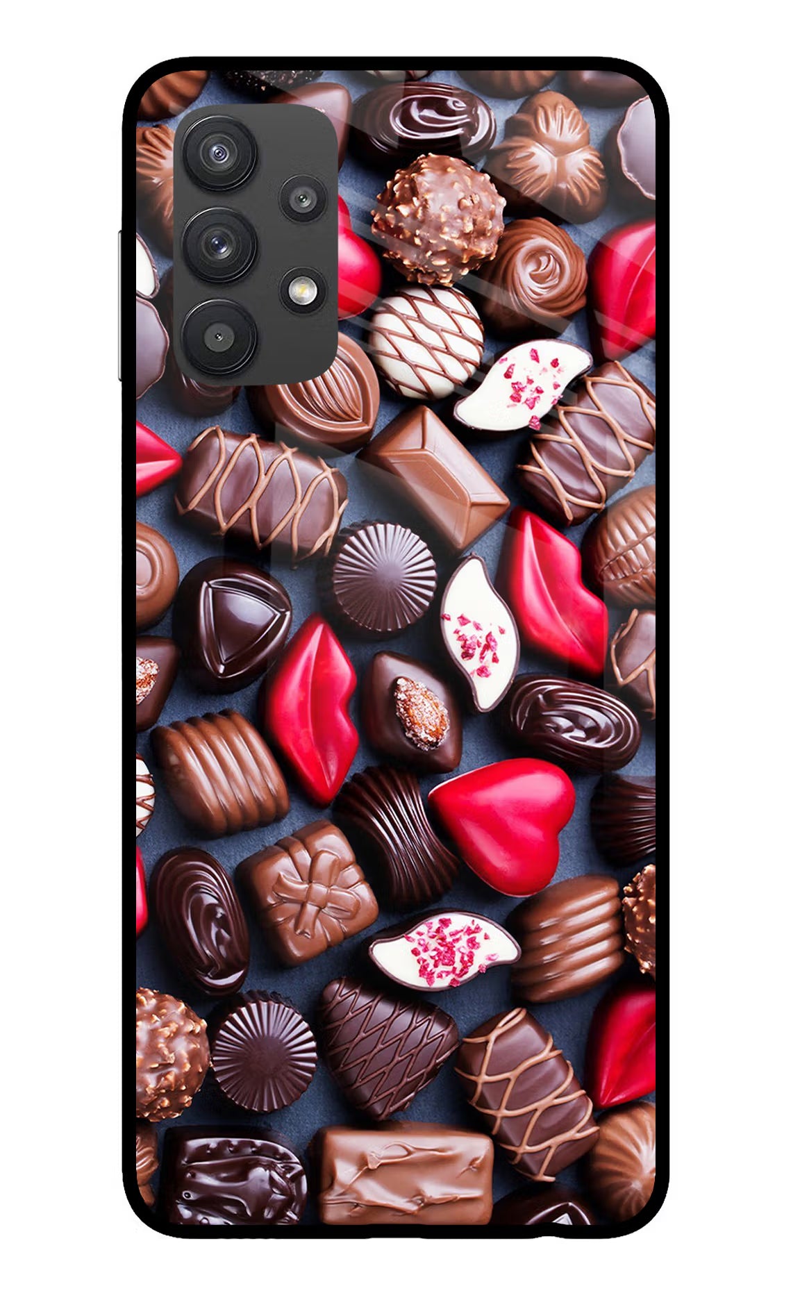Chocolates Samsung M32 5G Glass Case Back Cover by Casekaro
