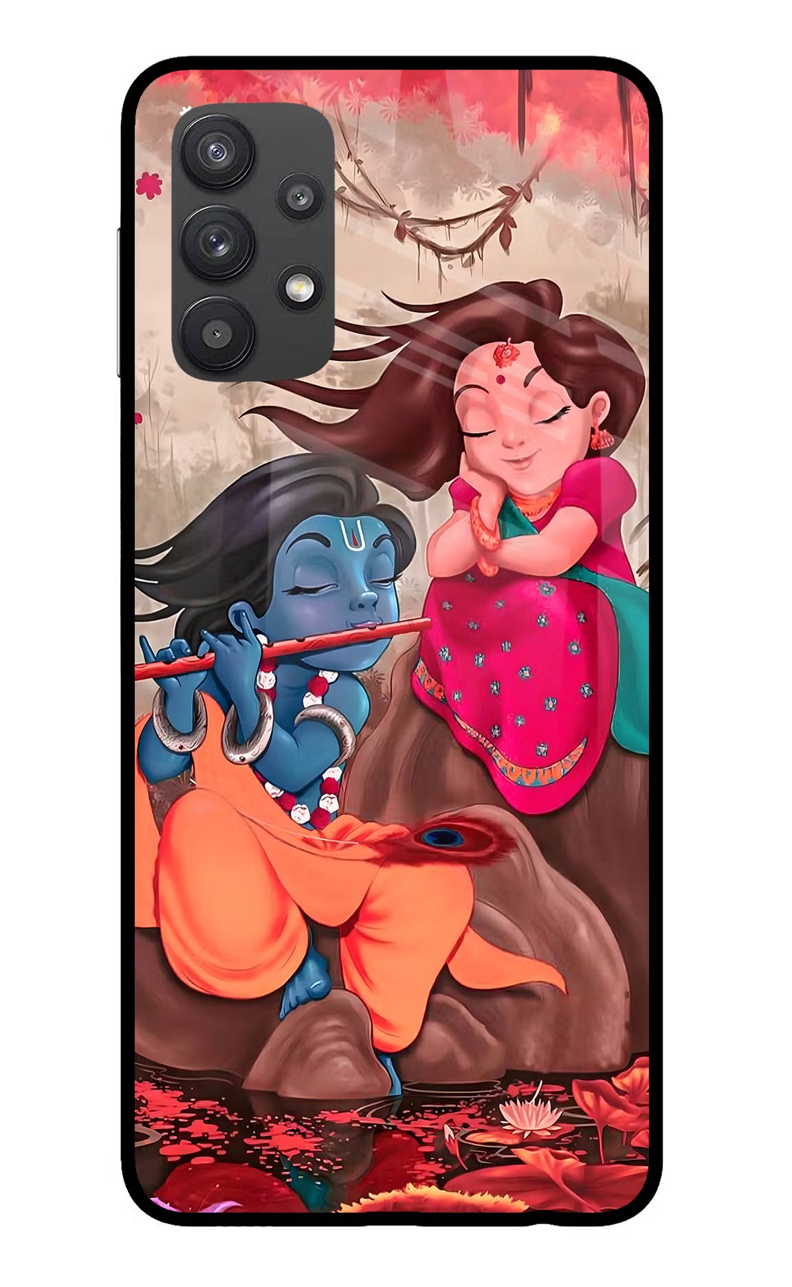 Radhe Krishna Samsung M32 5G Glass Case Back Cover by Casekaro