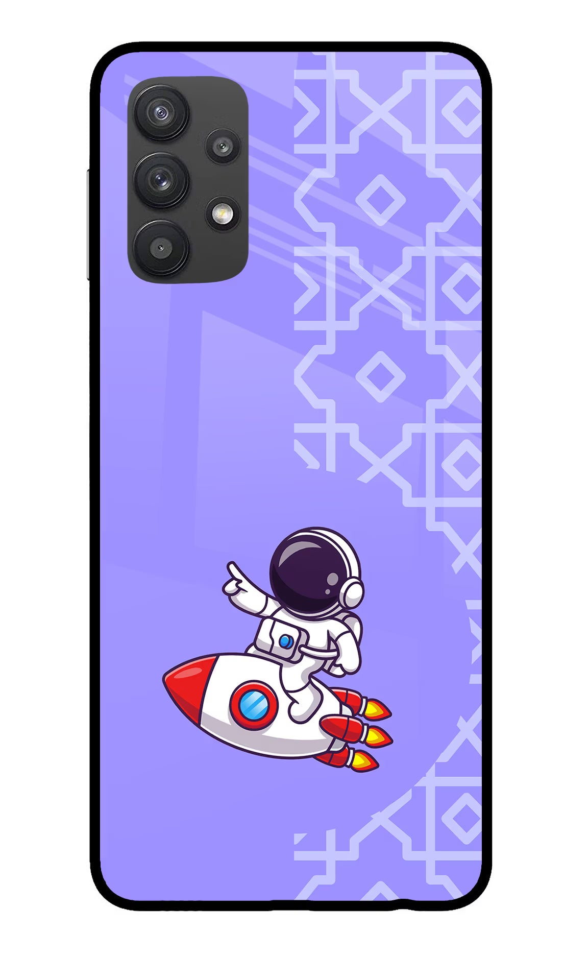 Cute Astronaut Samsung M32 5G Glass Case Back Cover by Casekaro
