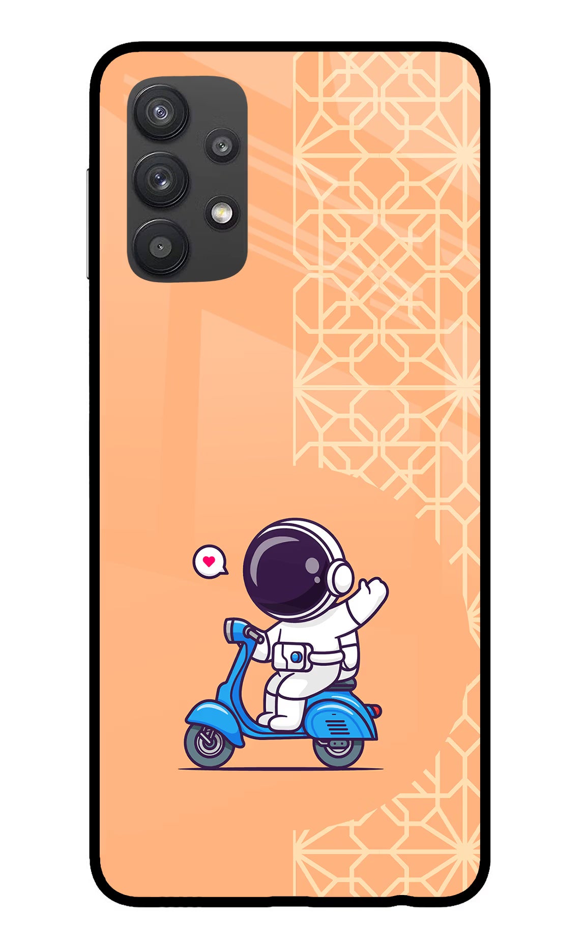Cute Astronaut Riding Samsung M32 5G Glass Case