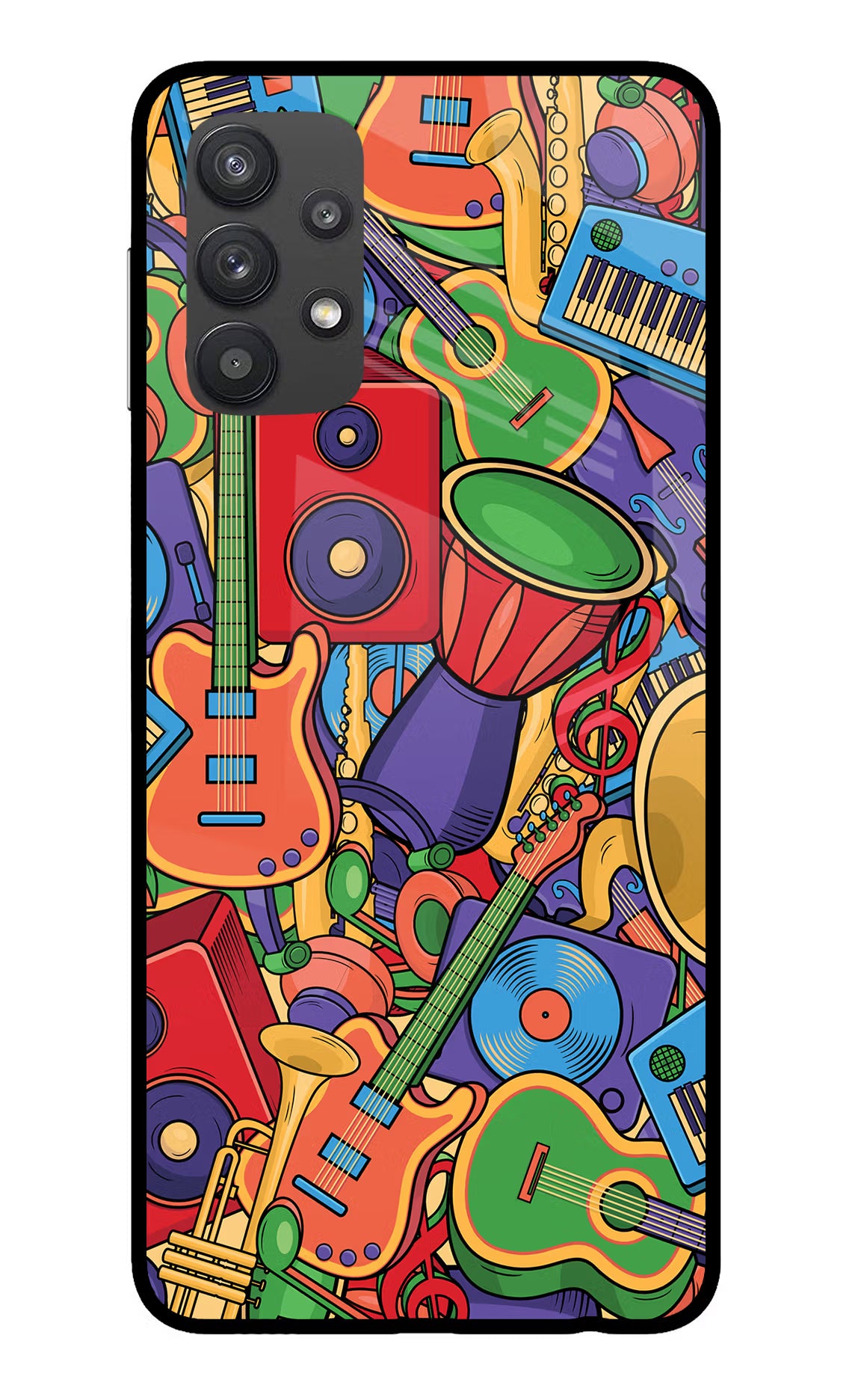 Music Instrument Doodle Samsung M32 5G Glass Case Back Cover by Casekaro