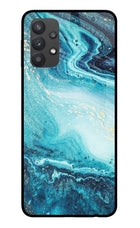 Blue Glitter Marble Samsung M32 5G Glass Case