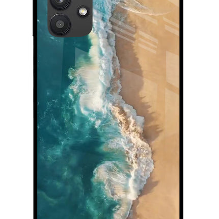 Ocean Beach Samsung M32 5G Glass Case Back Cover by Casekaro