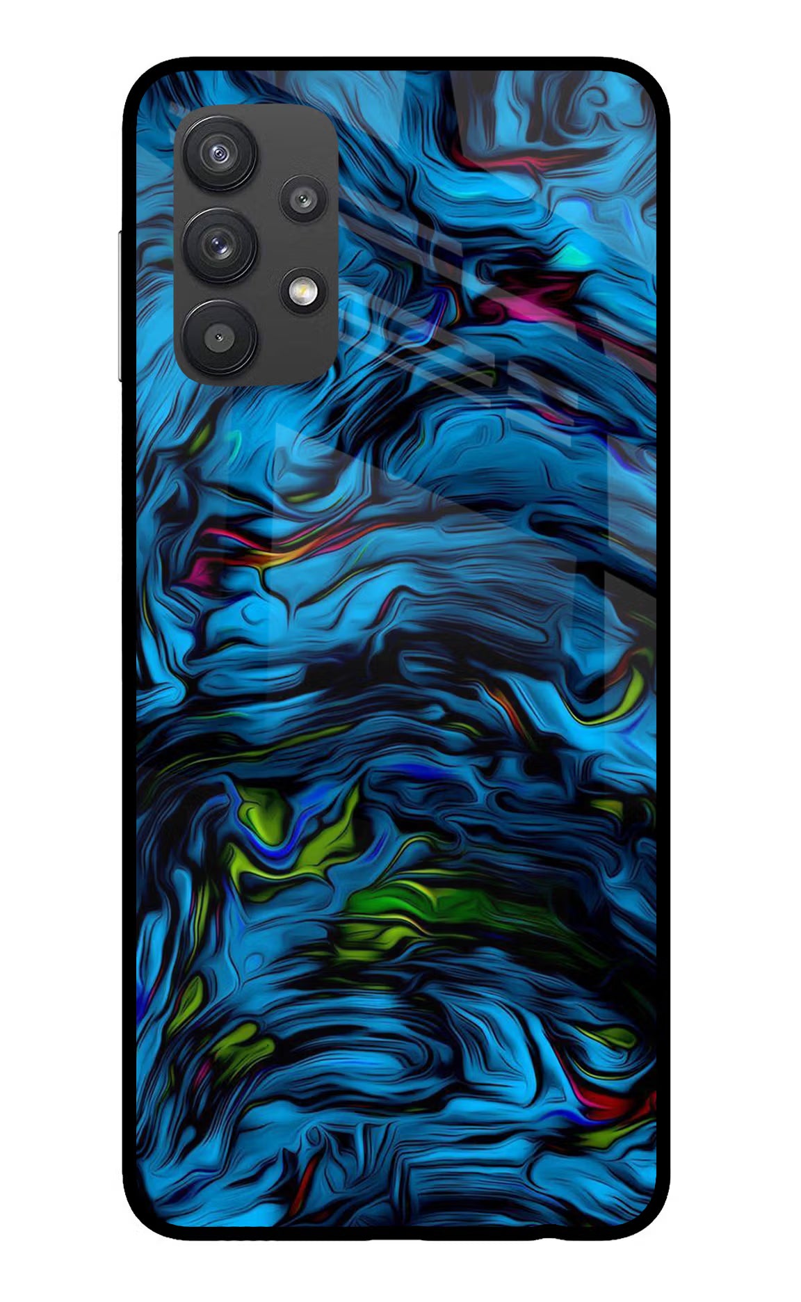 Dark Blue Abstract Samsung M32 5G Glass Case Back Cover by Casekaro