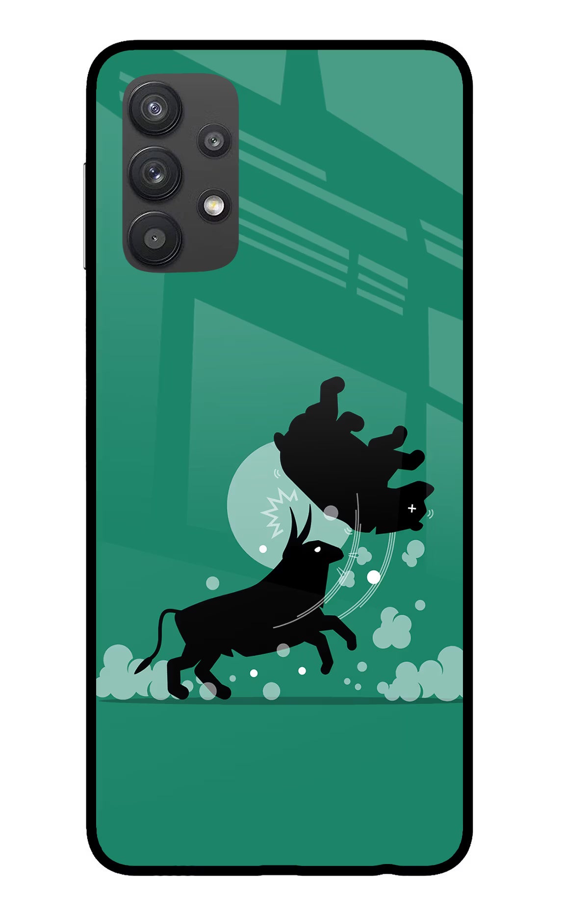 Bull Conqueror Samsung M32 5G Glass Case Back Cover by Casekaro