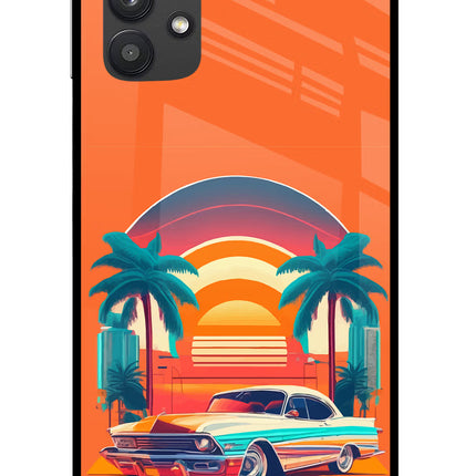Palm Drive 80s Samsung M32 5G Glass Case Back Cover by Casekaro