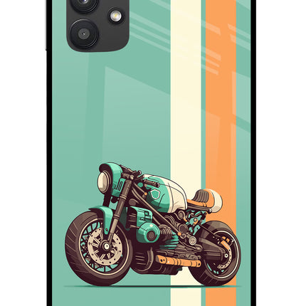 Striped Moto Drift Samsung M32 5G Glass Case Back Cover by Casekaro