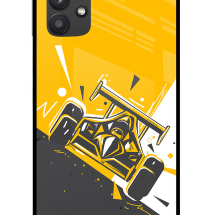 Track King Samsung M32 5G Glass Case Back Cover by Casekaro