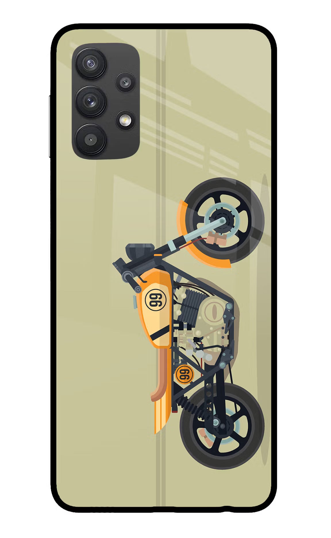 Vertical Speedster Samsung M32 5G Glass Case Back Cover by Casekaro