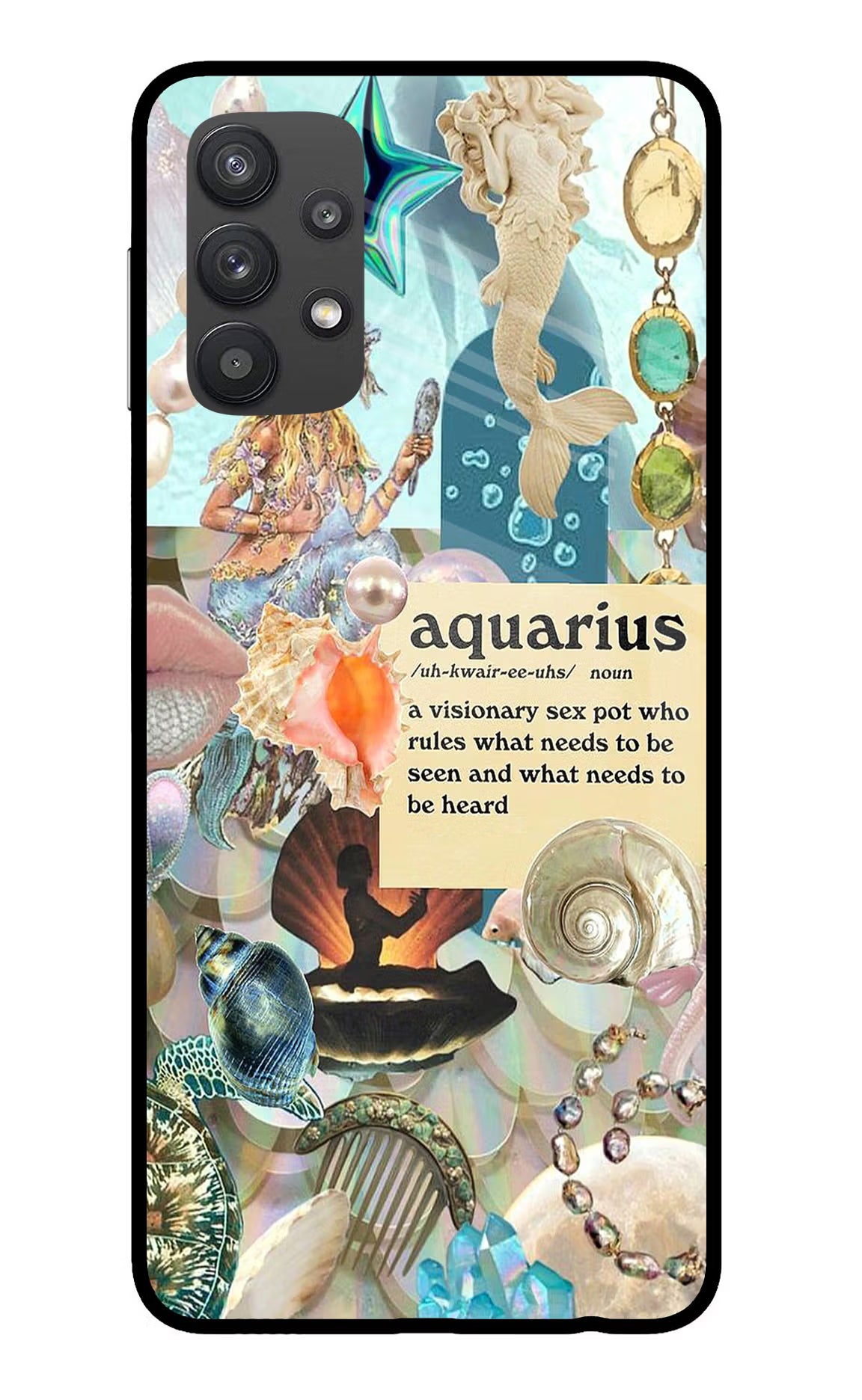 Aquarius Zodiac Samsung M32 5G Glass Case Back Cover by Casekaro