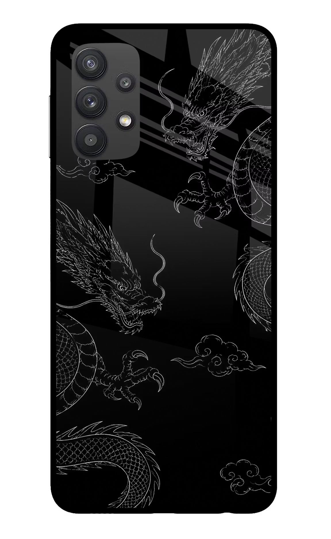 Twin Dragons Samsung M32 5G Glass Case Back Cover by Casekaro