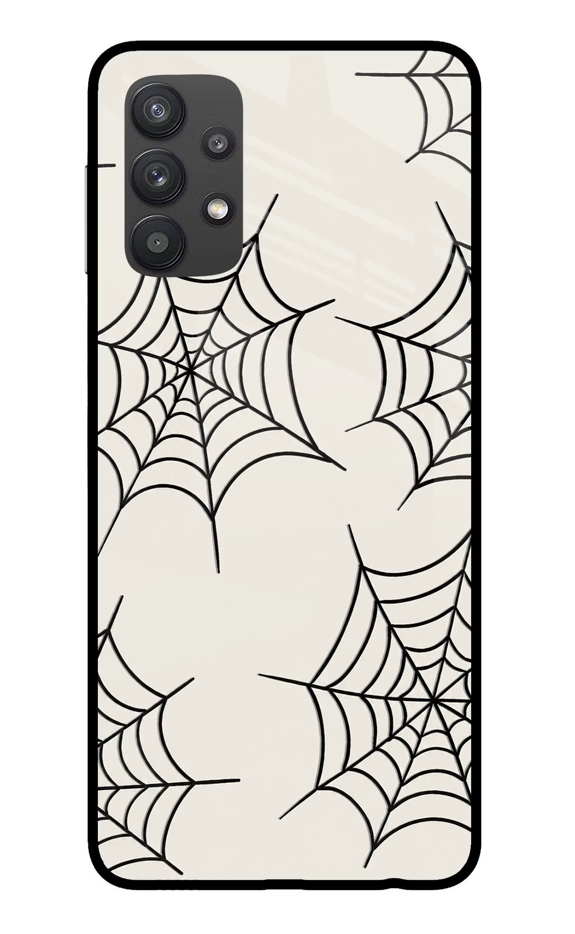Spider Web Samsung M32 5G Glass Case Back Cover by Casekaro