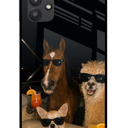 Party Squad Samsung M32 5G Glass Case Back Cover by Casekaro