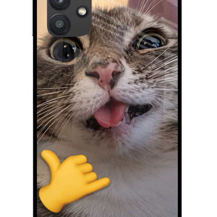 Silly Cat Call Samsung M32 5G Glass Case Back Cover by Casekaro