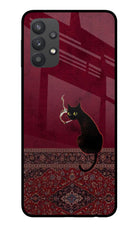 Midnight Cat Samsung M32 5G Glass Case