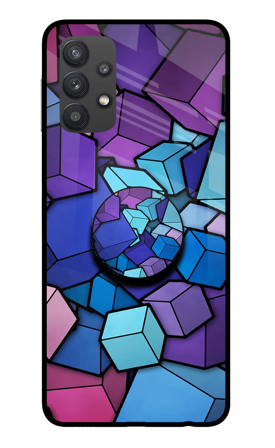 Cubic Abstract Samsung M32 5G Pop Case, Glass case