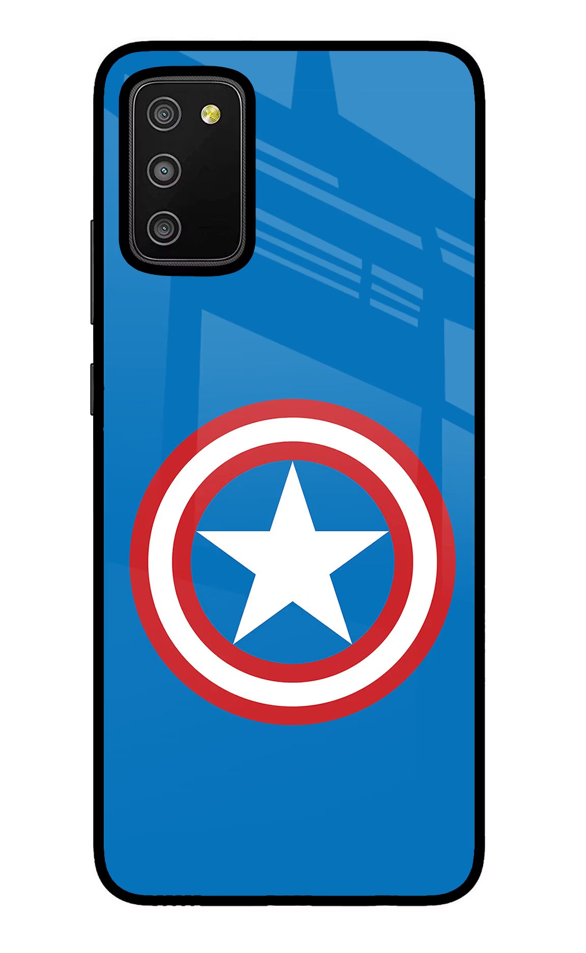 Captain America Logo Samsung M02s Glass Case Back Cover by Casekaro