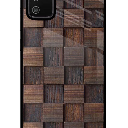 Wooden Cube Design Samsung M02s Glass Case