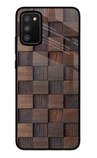 Wooden Cube Design Samsung M02s Glass Case