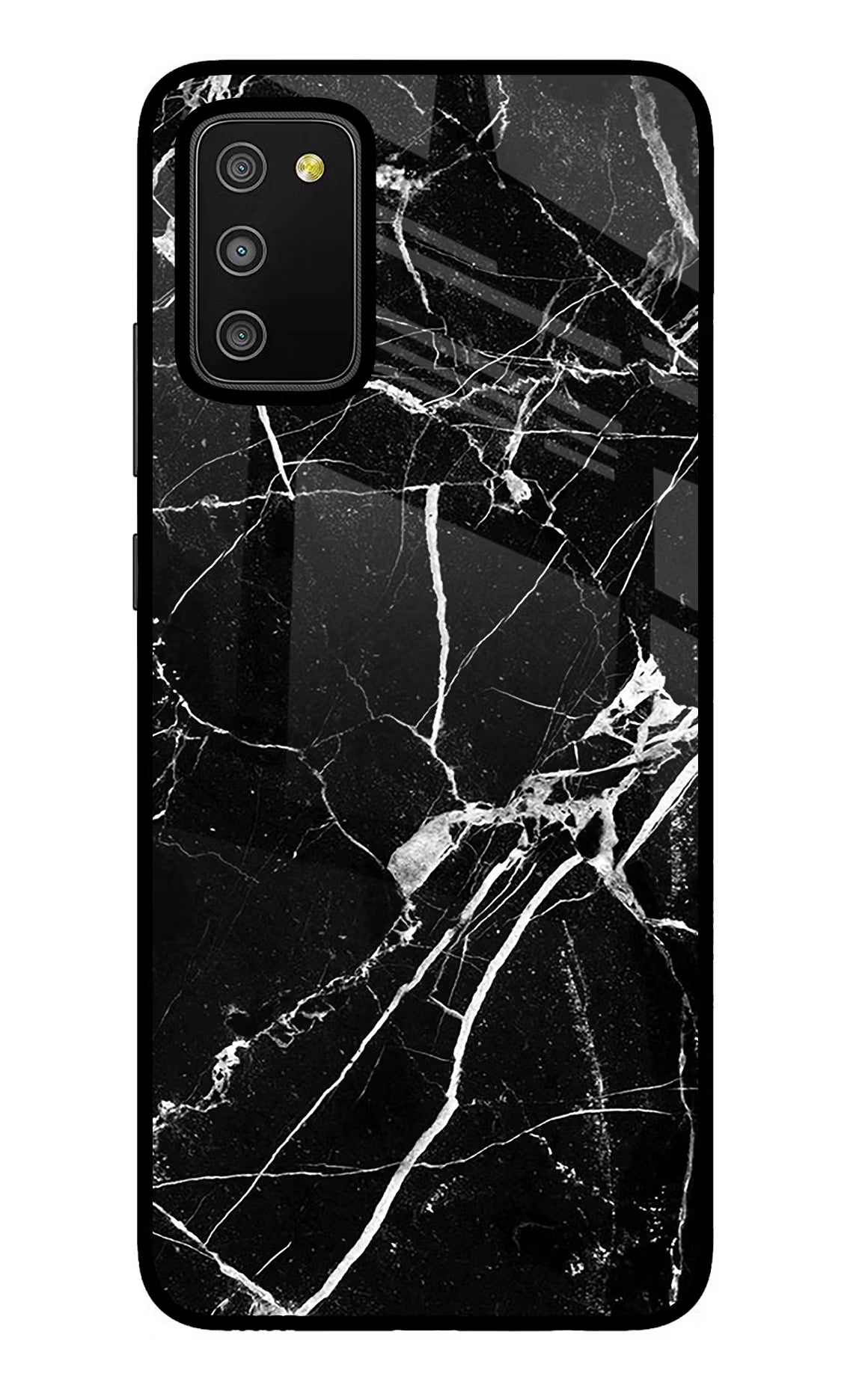 Black Marble Pattern Samsung M02s Glass Case