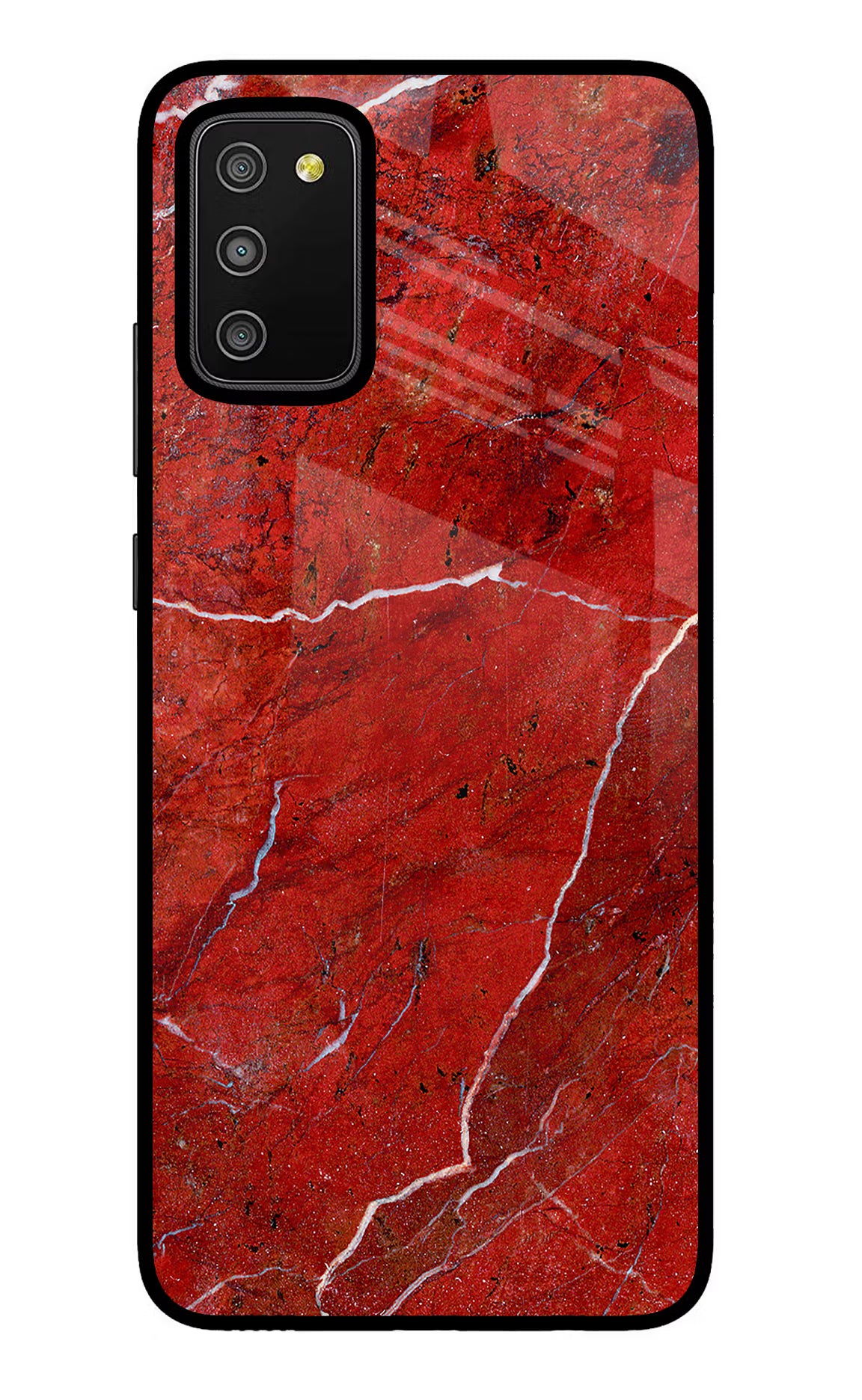 Red Marble Design Samsung M02s Glass Case Back Cover by Casekaro